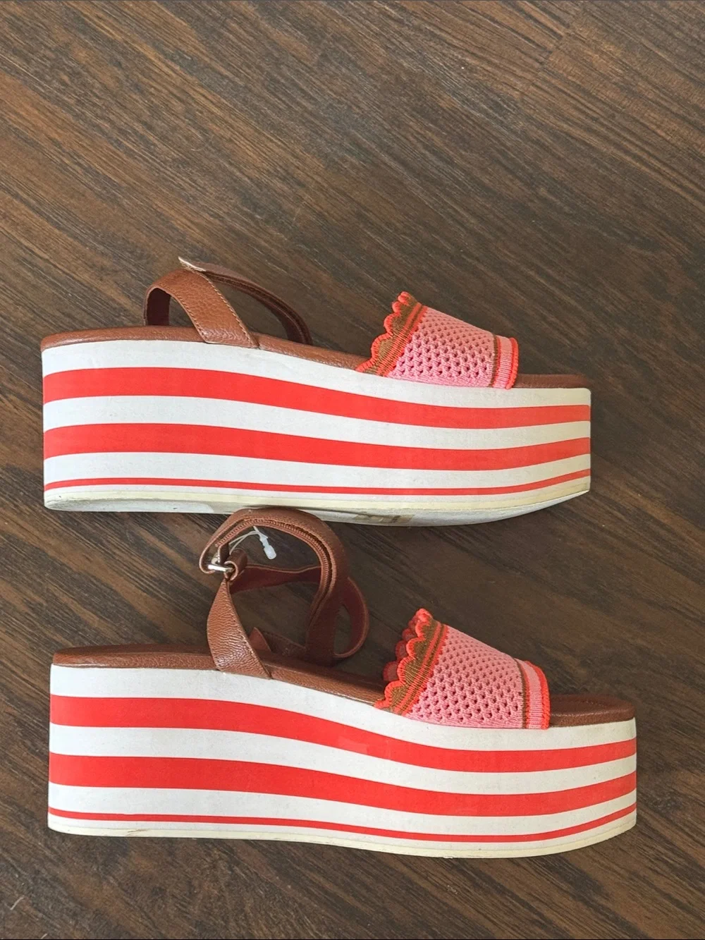 kate spade Pink and Brown Striped High Rise Platform